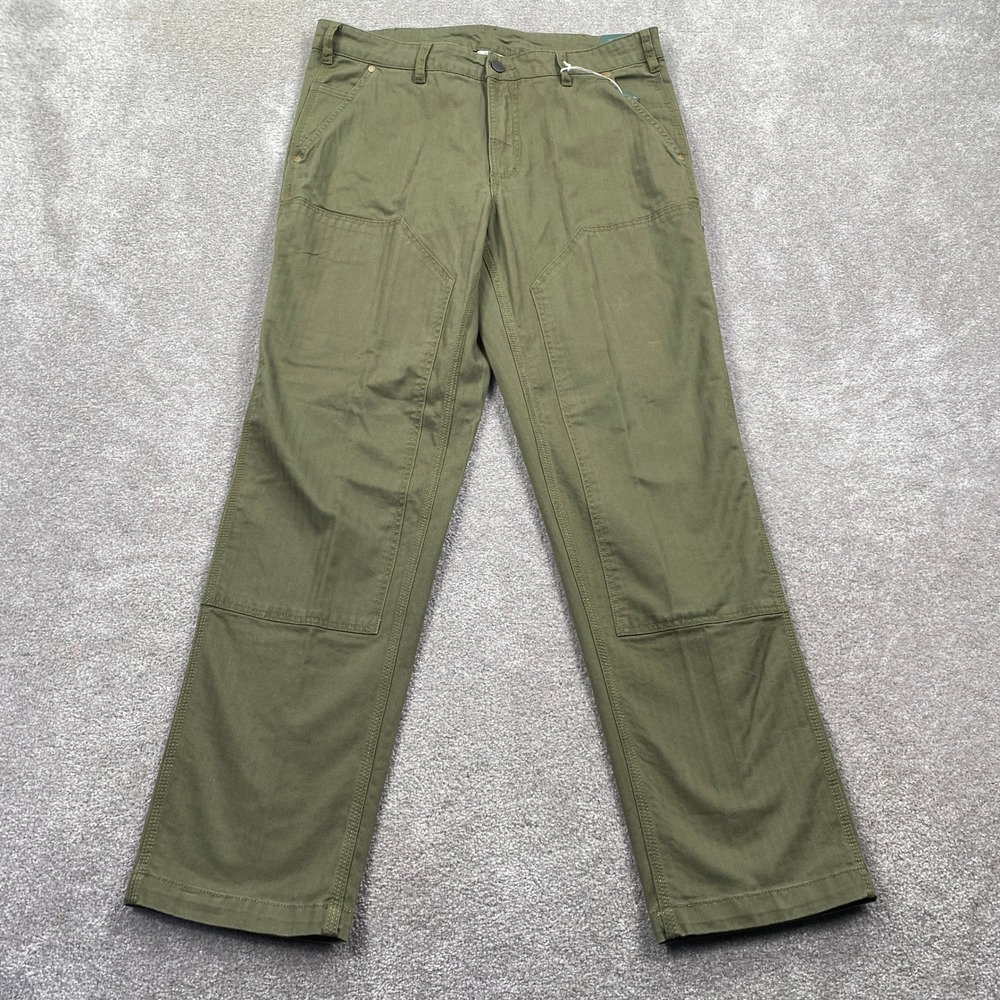 Alpine Design Mens Olive Green Herringbone Double Knee Utility Pants 34x32 NEW
